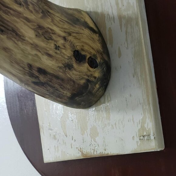 CUSTOM ABSTRACT ART FAUX RHINO 12" WOOD CARVING ON 12' PLAQUE 🦏 - Picture 10 of 12